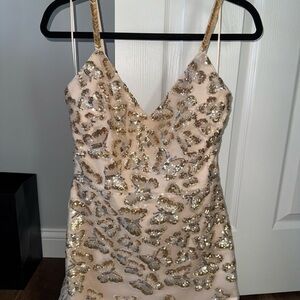 Dress the Population Gold Sequin Mini Dress